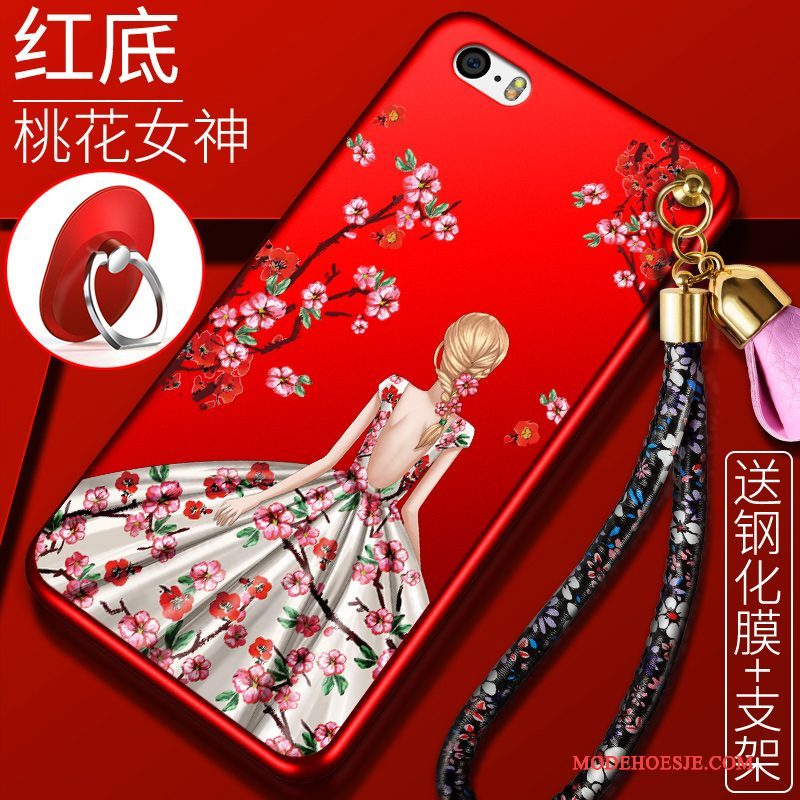 Hoesje iPhone 5/5s Siliconen Schrobben Rood, Hoes iPhone 5/5s Bescherming Anti-fall Trend