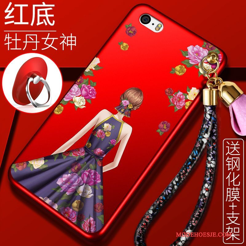 Hoesje iPhone 5/5s Siliconen Schrobben Rood, Hoes iPhone 5/5s Bescherming Anti-fall Trend