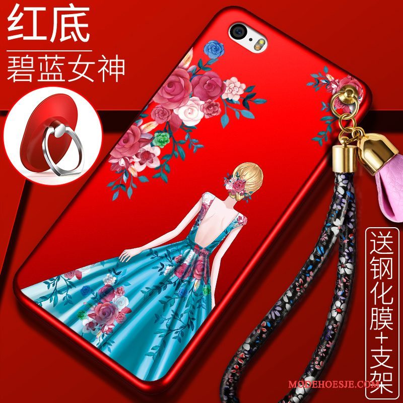 Hoesje iPhone 5/5s Siliconen Schrobben Rood, Hoes iPhone 5/5s Bescherming Anti-fall Trend