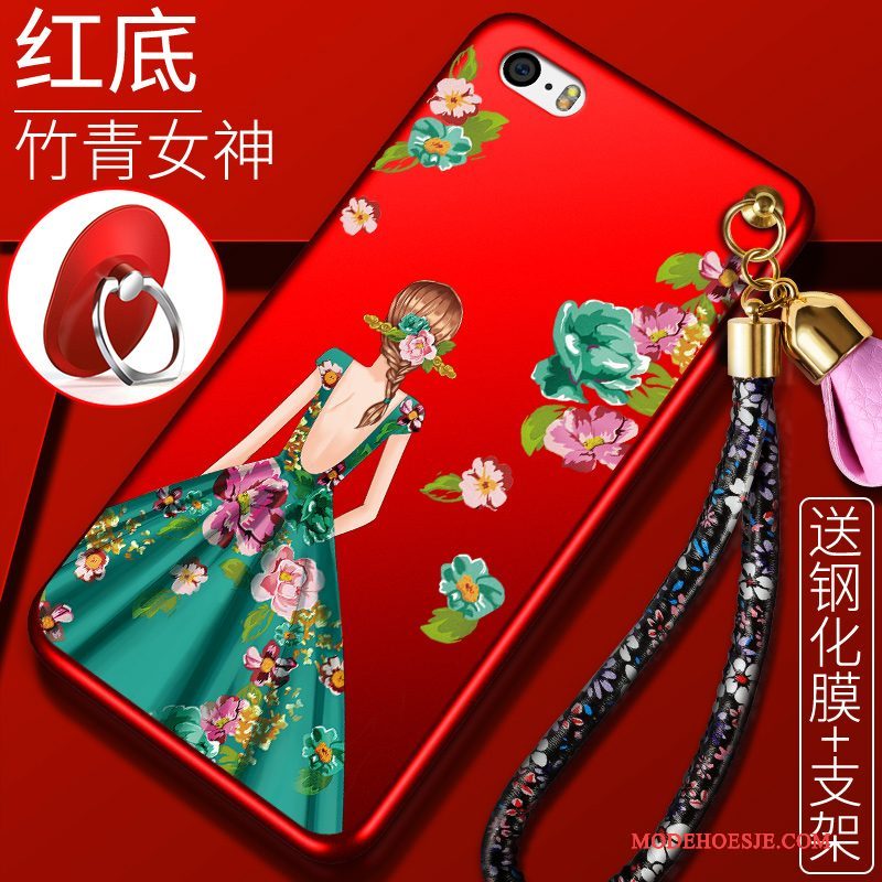 Hoesje iPhone 5/5s Siliconen Schrobben Rood, Hoes iPhone 5/5s Bescherming Anti-fall Trend