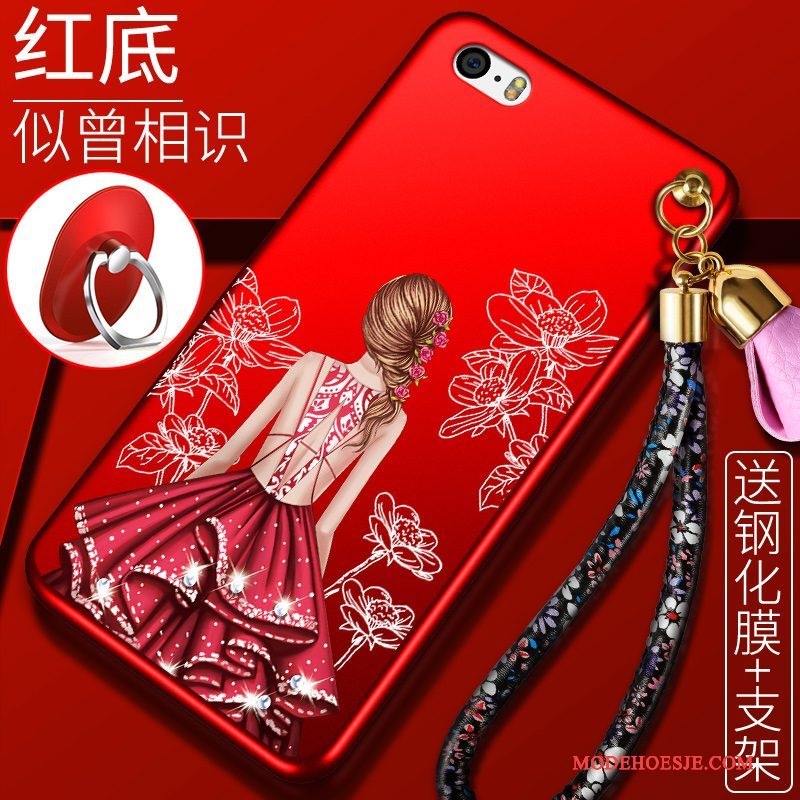 Hoesje iPhone 5/5s Siliconen Schrobben Rood, Hoes iPhone 5/5s Bescherming Anti-fall Trend