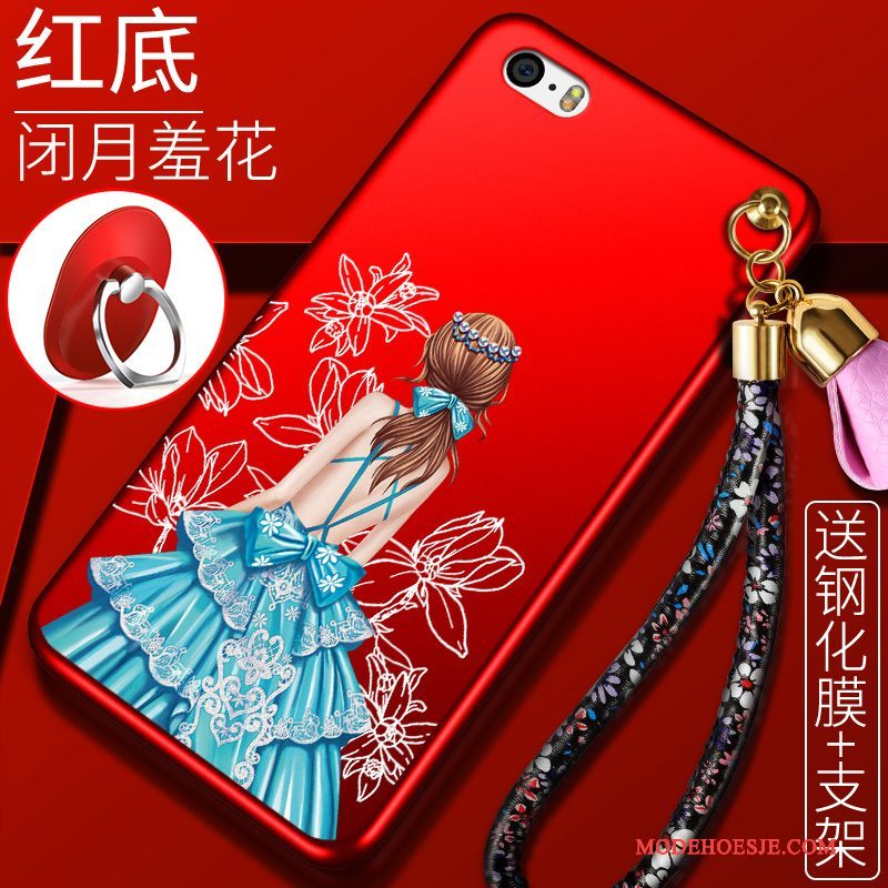 Hoesje iPhone 5/5s Siliconen Schrobben Rood, Hoes iPhone 5/5s Bescherming Anti-fall Trend