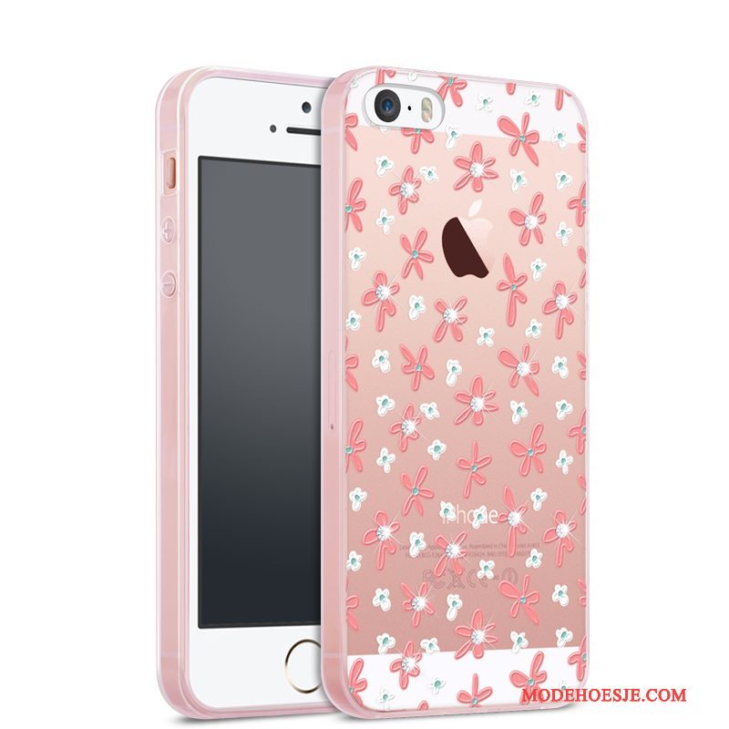 Hoesje iPhone 5/5s Siliconen Trendtelefoon, Hoes iPhone 5/5s Zakken Doorzichtig Anti-fall