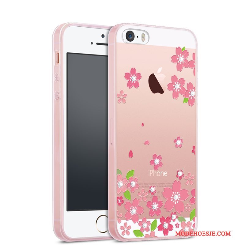 Hoesje iPhone 5/5s Siliconen Trendtelefoon, Hoes iPhone 5/5s Zakken Doorzichtig Anti-fall