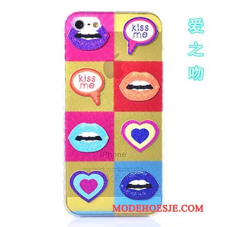 Hoesje iPhone 5/5s Spotprent Accessoires Geel, Hoes iPhone 5/5s Bescherming Kleur Blauw