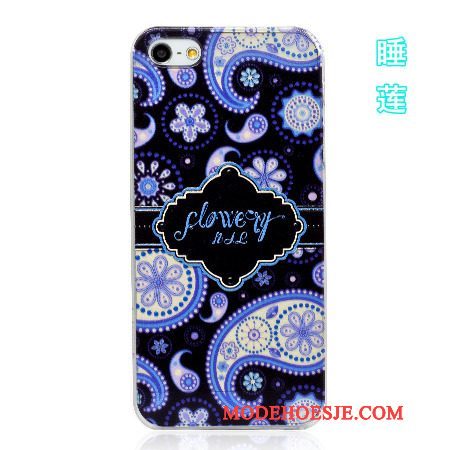 Hoesje iPhone 5/5s Spotprent Accessoires Geel, Hoes iPhone 5/5s Bescherming Kleur Blauw