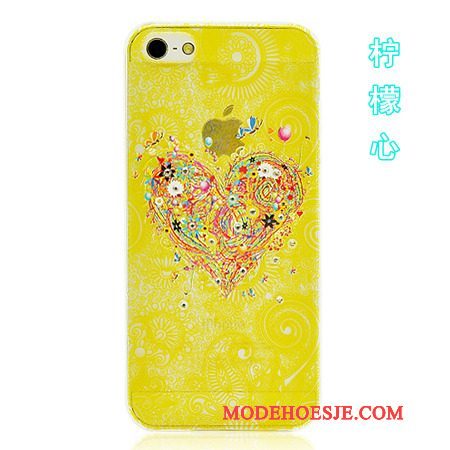 Hoesje iPhone 5/5s Spotprent Accessoires Geel, Hoes iPhone 5/5s Bescherming Kleur Blauw