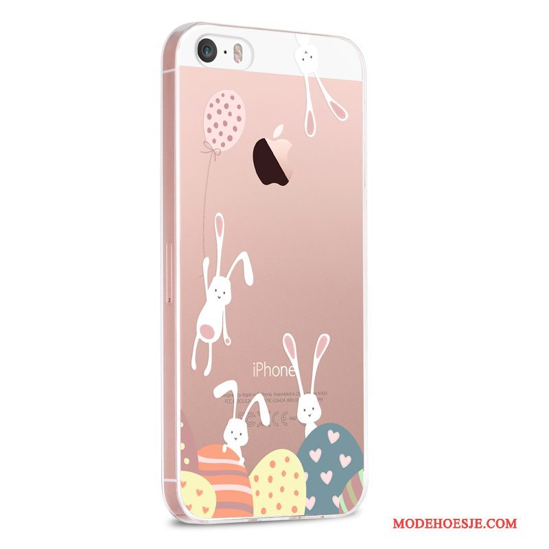 Hoesje iPhone 5/5s Spotprent Mooie Roze, Hoes iPhone 5/5s Siliconen Duntelefoon