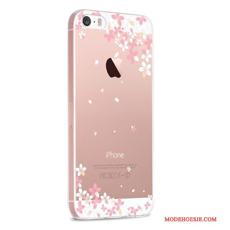 Hoesje iPhone 5/5s Spotprent Mooie Roze, Hoes iPhone 5/5s Siliconen Duntelefoon