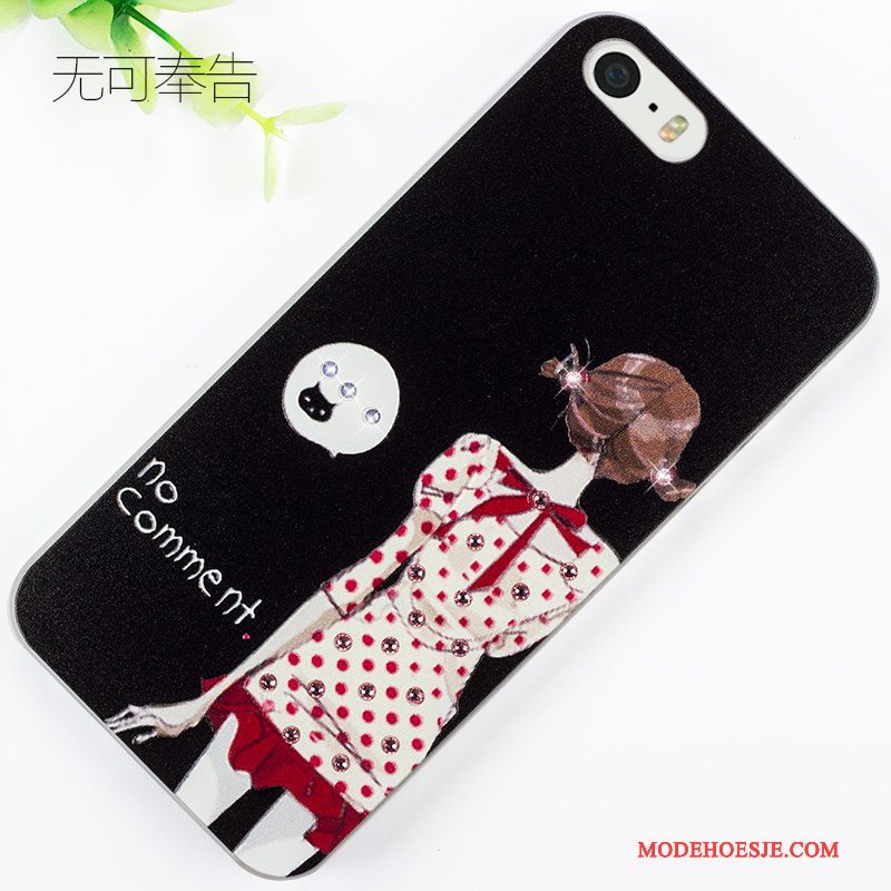 Hoesje iPhone 5/5s Spotprent Telefoon Rood, Hoes iPhone 5/5s Reliëf