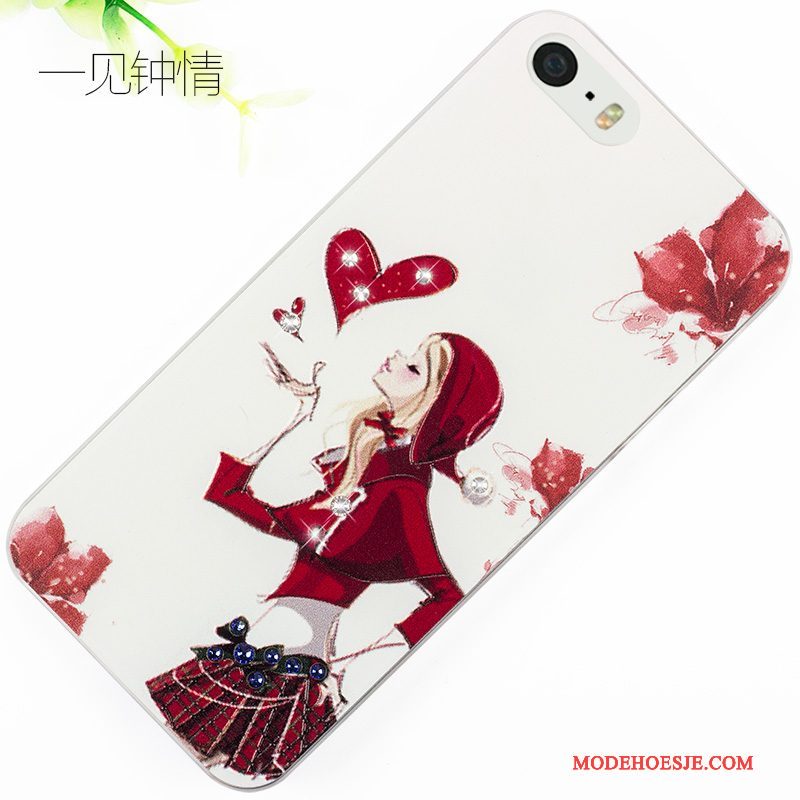 Hoesje iPhone 5/5s Spotprent Telefoon Rood, Hoes iPhone 5/5s Reliëf