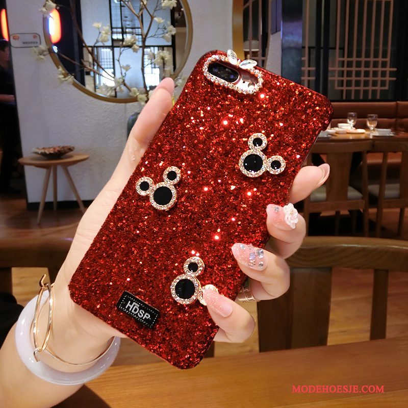 Hoesje iPhone 5/5s Strass Trendy Merk Eland, Hoes iPhone 5/5s Pailletten Telefoon Rood