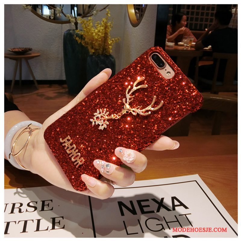 Hoesje iPhone 5/5s Strass Trendy Merk Eland, Hoes iPhone 5/5s Pailletten Telefoon Rood