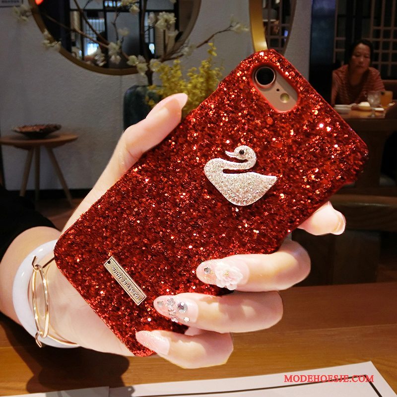 Hoesje iPhone 5/5s Strass Trendy Merk Eland, Hoes iPhone 5/5s Pailletten Telefoon Rood