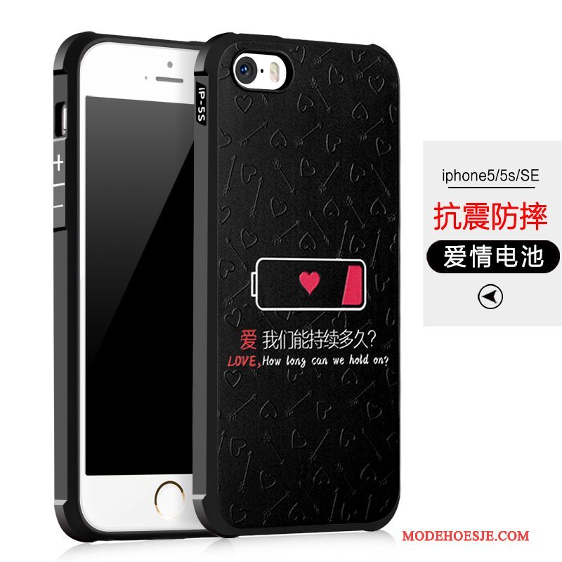 Hoesje iPhone 5/5s Zacht Anti-falltelefoon, Hoes iPhone 5/5s Bescherming Zwart