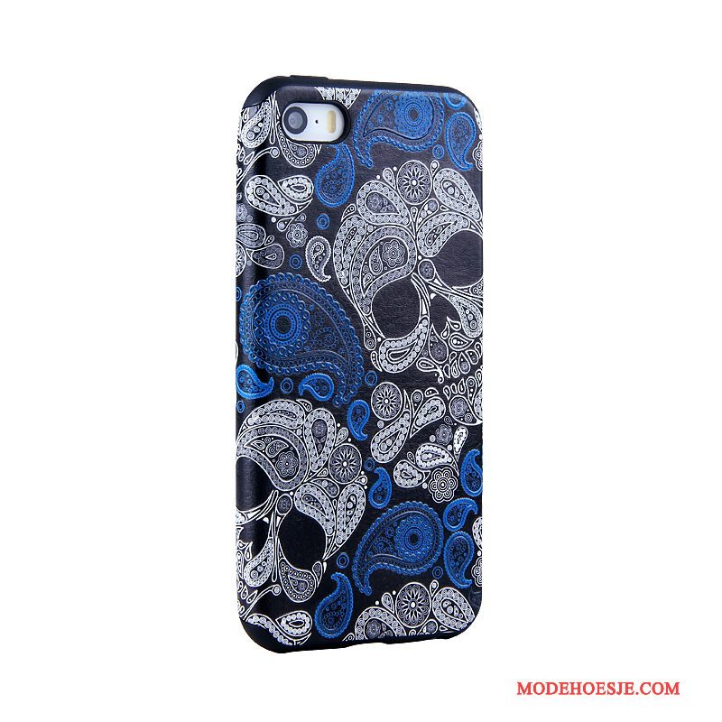 Hoesje iPhone 5/5s Zacht Blauw Trend, Hoes iPhone 5/5s Geschilderd Telefoon