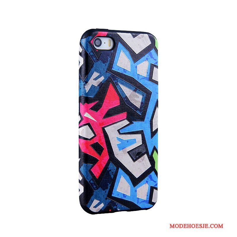 Hoesje iPhone 5/5s Zacht Blauw Trend, Hoes iPhone 5/5s Geschilderd Telefoon