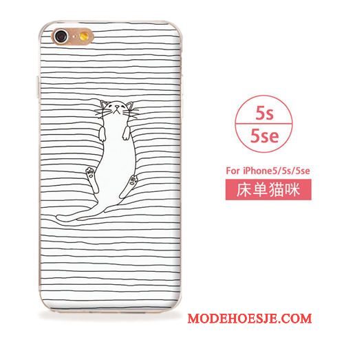 Hoesje iPhone 5/5s Zacht Kat Kunst, Hoes iPhone 5/5s Blauwtelefoon