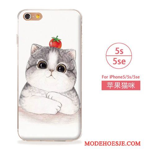 Hoesje iPhone 5/5s Zacht Kat Kunst, Hoes iPhone 5/5s Blauwtelefoon