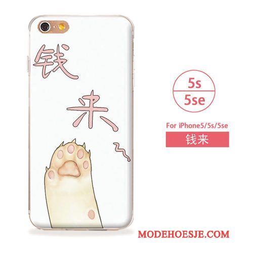 Hoesje iPhone 5/5s Zacht Kat Kunst, Hoes iPhone 5/5s Blauwtelefoon