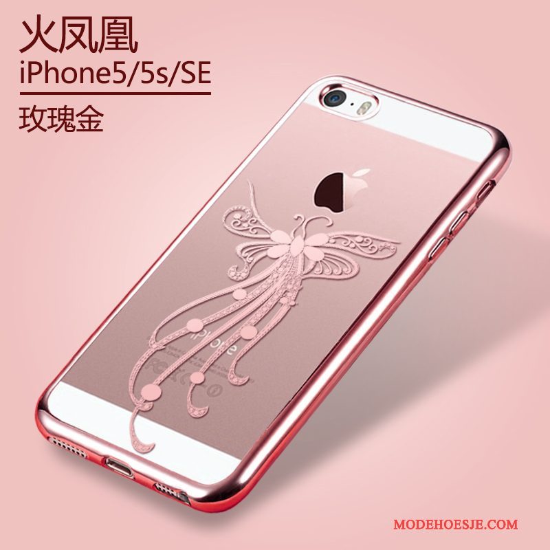 Hoesje iPhone 5/5s Zacht Platingtelefoon, Hoes iPhone 5/5s Bescherming Doorzichtig Goud