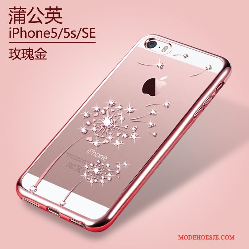 Hoesje iPhone 5/5s Zacht Platingtelefoon, Hoes iPhone 5/5s Bescherming Doorzichtig Goud