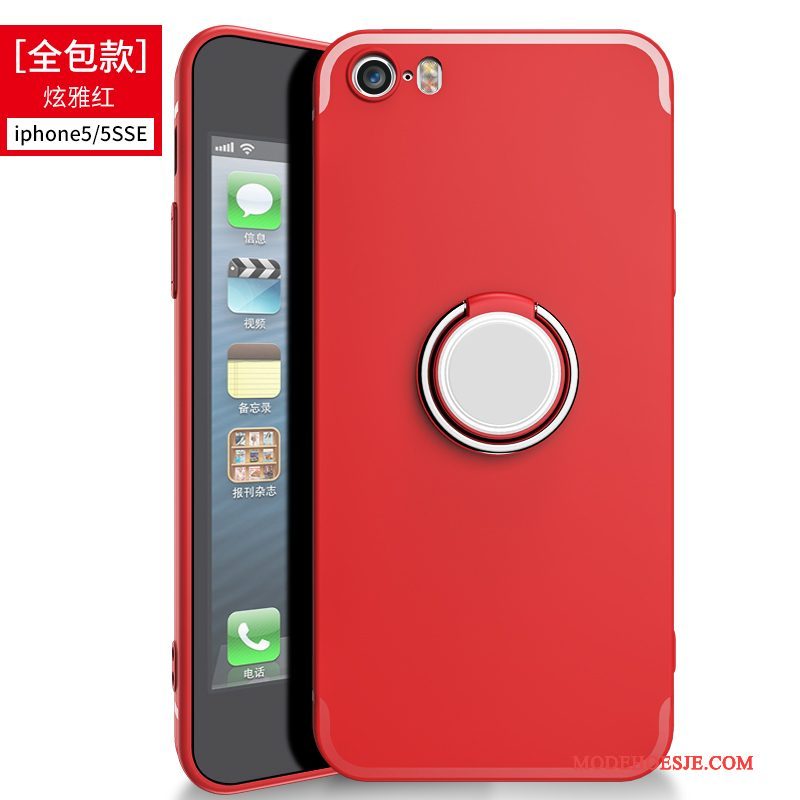 Hoesje iPhone 5/5s Zacht Rood Anti-fall, Hoes iPhone 5/5s Zakken Zwart Schrobben