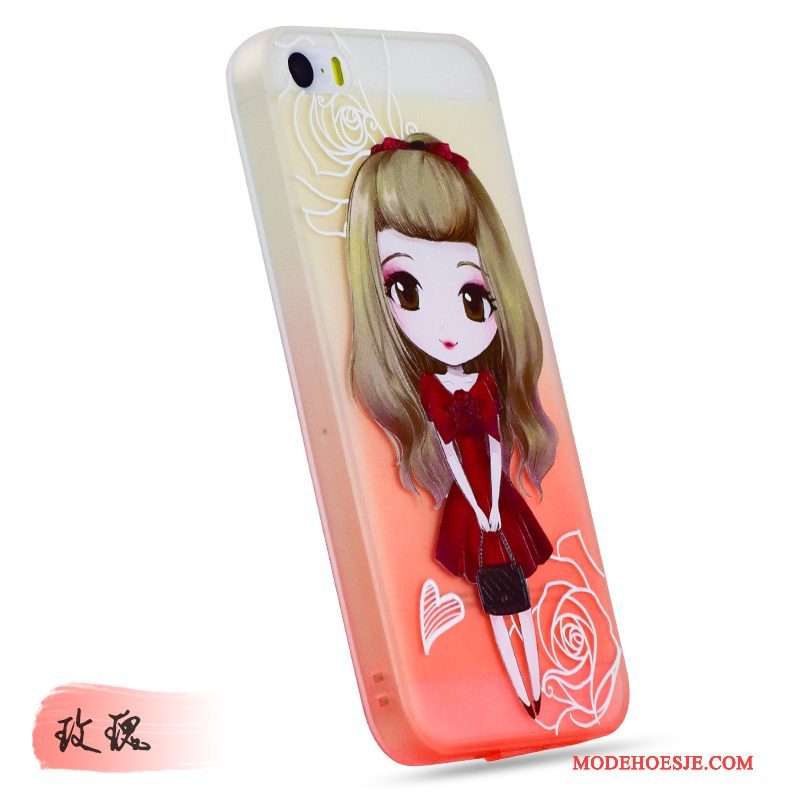 Hoesje iPhone 5/5s Zacht Rozetelefoon, Hoes iPhone 5/5s Siliconen Hanger