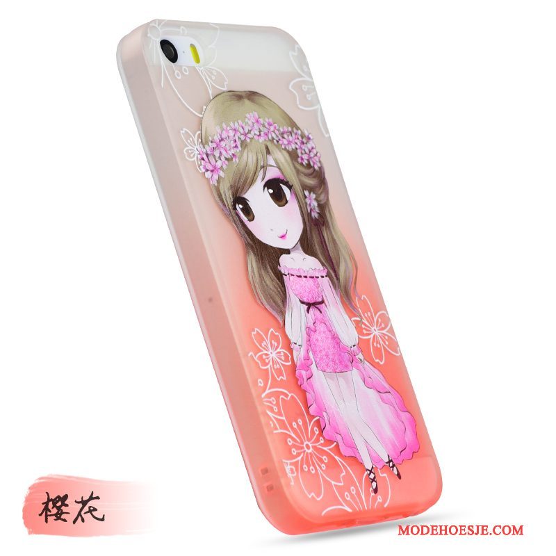 Hoesje iPhone 5/5s Zacht Rozetelefoon, Hoes iPhone 5/5s Siliconen Hanger