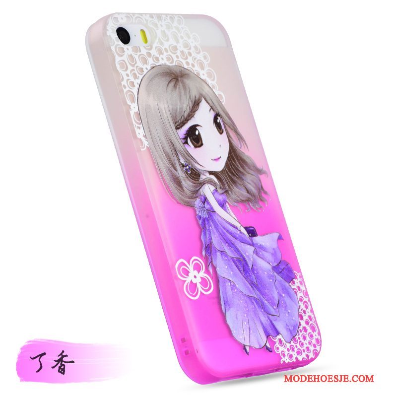 Hoesje iPhone 5/5s Zacht Rozetelefoon, Hoes iPhone 5/5s Siliconen Hanger