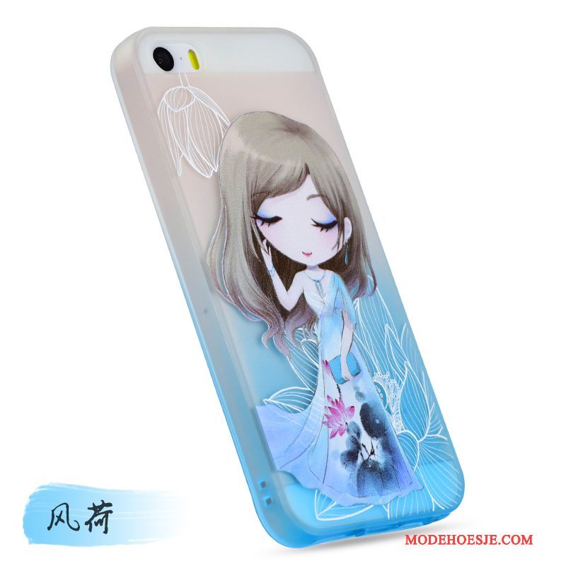 Hoesje iPhone 5/5s Zacht Rozetelefoon, Hoes iPhone 5/5s Siliconen Hanger