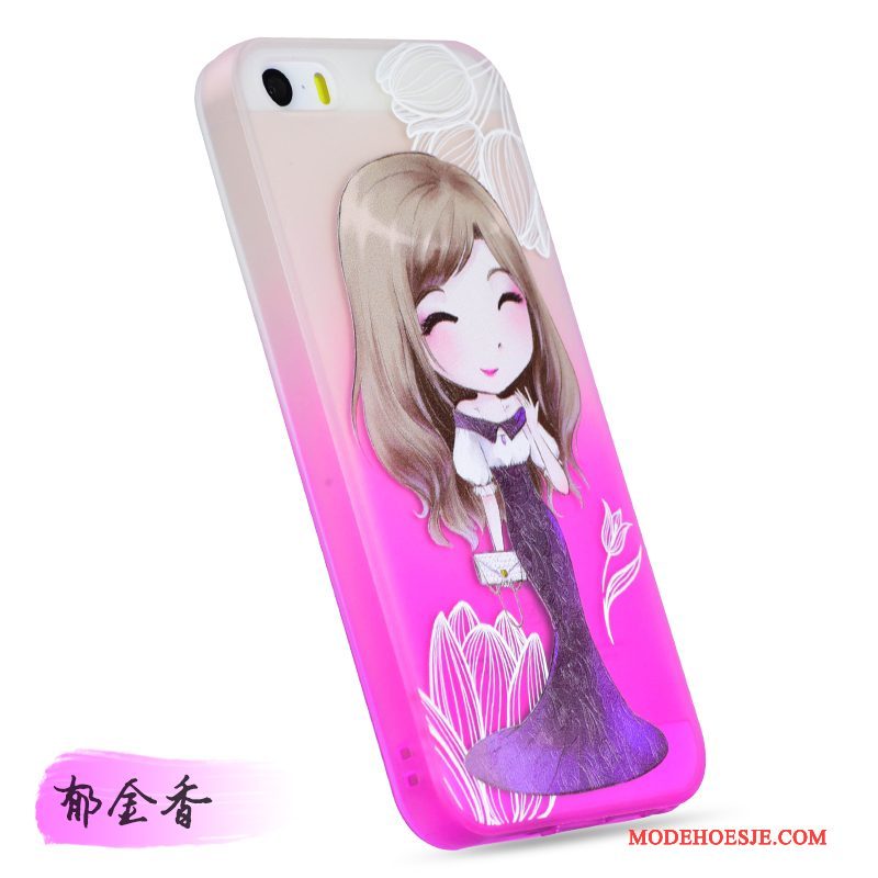 Hoesje iPhone 5/5s Zacht Rozetelefoon, Hoes iPhone 5/5s Siliconen Hanger