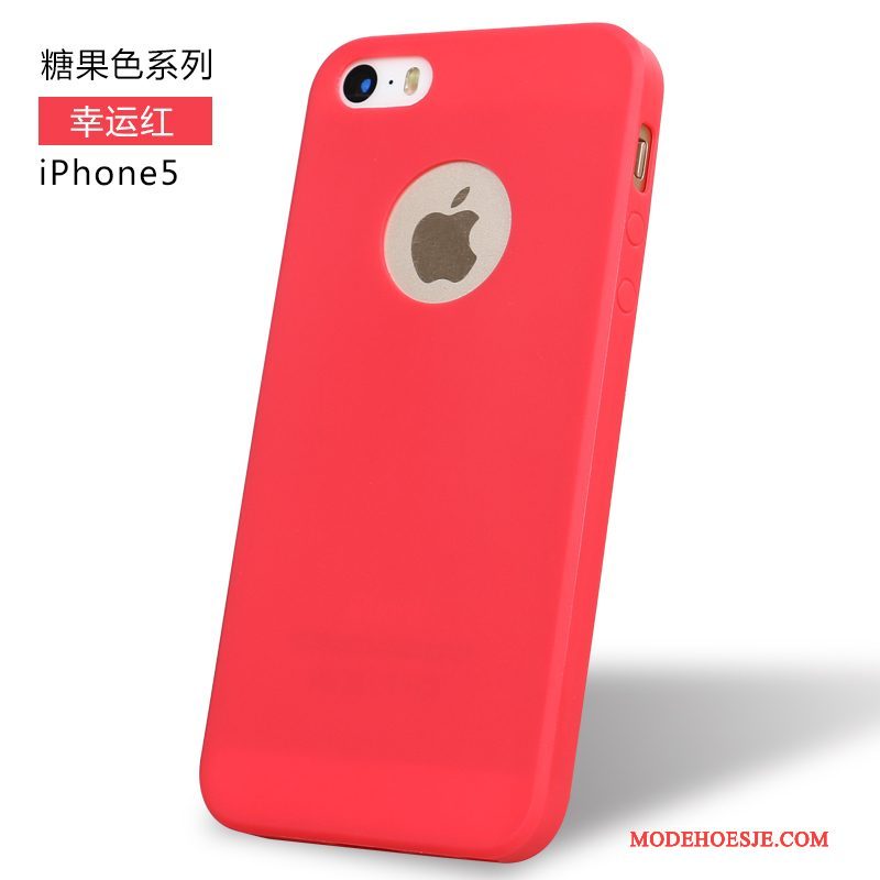 Hoesje iPhone 5/5s Zacht Trend Anti-fall, Hoes iPhone 5/5s Zakken Roodtelefoon