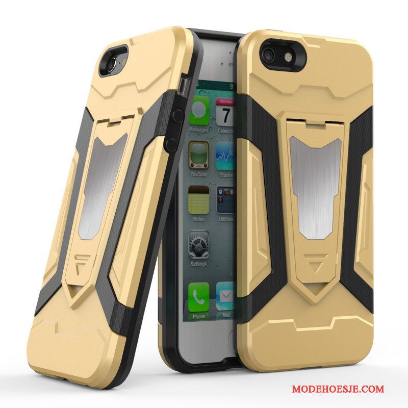 Hoesje iPhone 5/5s Zakken Anti-falltelefoon, Hoes iPhone 5/5s Siliconen Goud Magnetisch