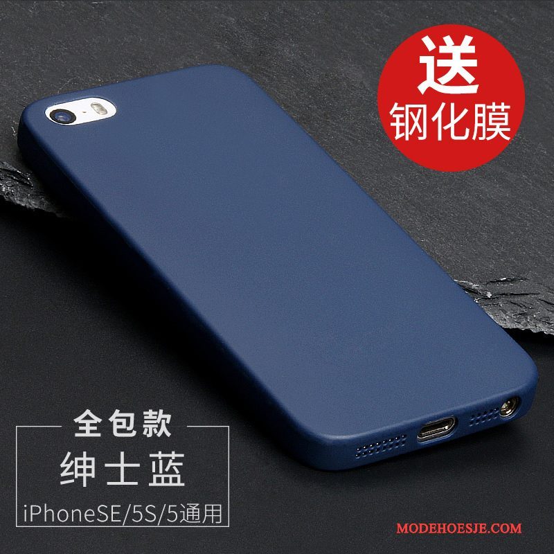 Hoesje iPhone 5/5s Zakken Donkerblauw Schrobben, Hoes iPhone 5/5s Zacht Doorzichtigtelefoon