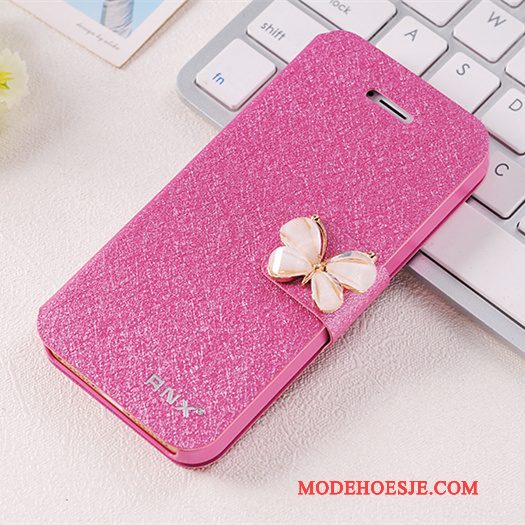 Hoesje iPhone 5/5s Zakken Duntelefoon, Hoes iPhone 5/5s Leer Rood Anti-fall