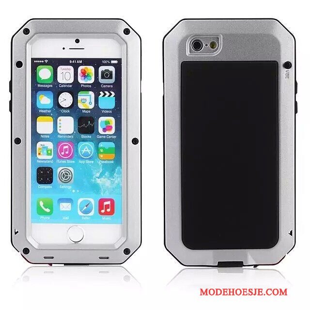 Hoesje iPhone 5/5s Zakken Rood Drie Verdedigingen, Hoes iPhone 5/5s Metaal Trend Anti-fall