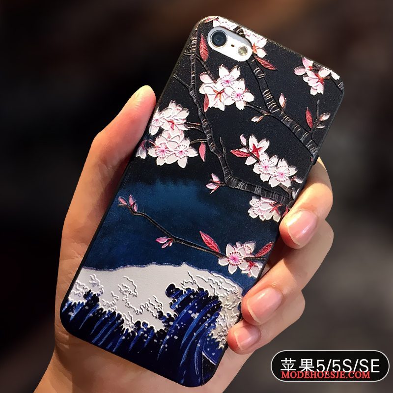 Hoesje iPhone 5/5s Zakken Schrobben Geel, Hoes iPhone 5/5s Scheppend Anti-fall Chinese Stijl