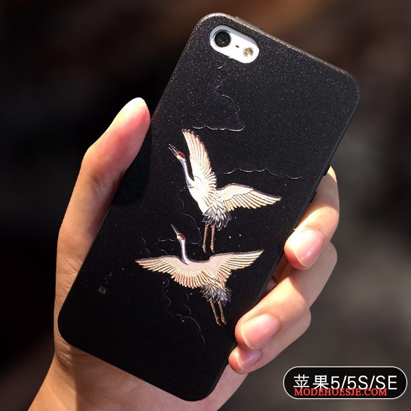 Hoesje iPhone 5/5s Zakken Schrobben Geel, Hoes iPhone 5/5s Scheppend Anti-fall Chinese Stijl