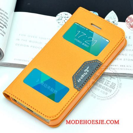 Hoesje iPhone 5c Folio Oranjetelefoon, Hoes iPhone 5c Leer