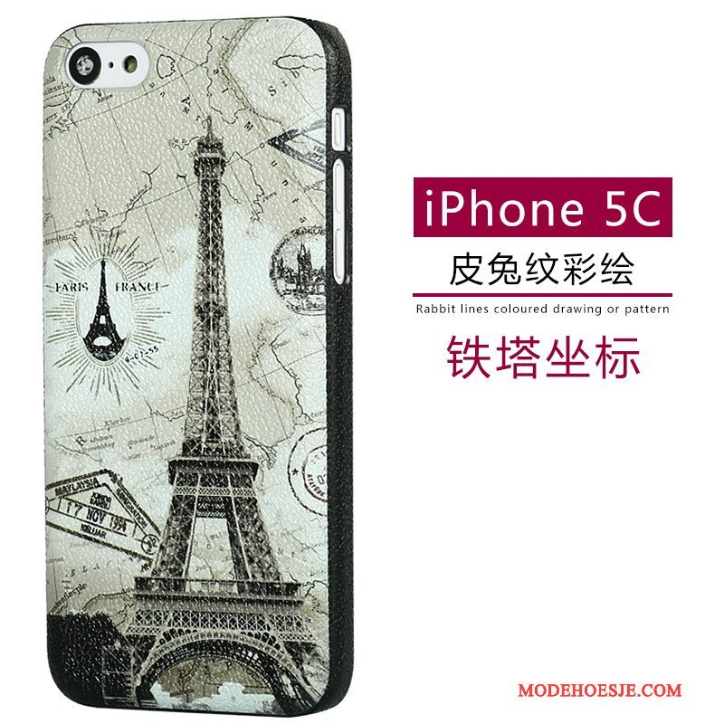 Hoesje iPhone 5c Leer Groentelefoon, Hoes iPhone 5c Spotprent Patroon Schrobben