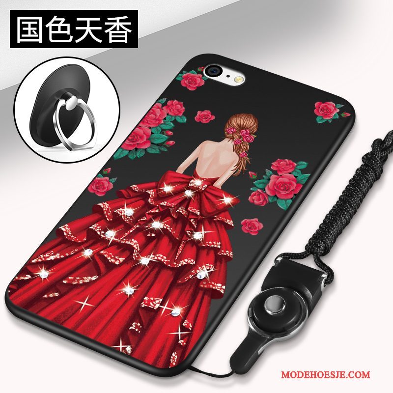 Hoesje iPhone 5c Siliconen Anti-fall Rood, Hoes iPhone 5c Zacht Telefoon Hanger