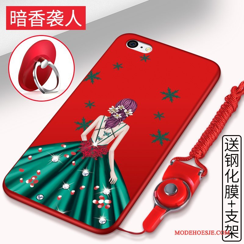 Hoesje iPhone 5c Siliconen Anti-fall Rood, Hoes iPhone 5c Zacht Telefoon Hanger