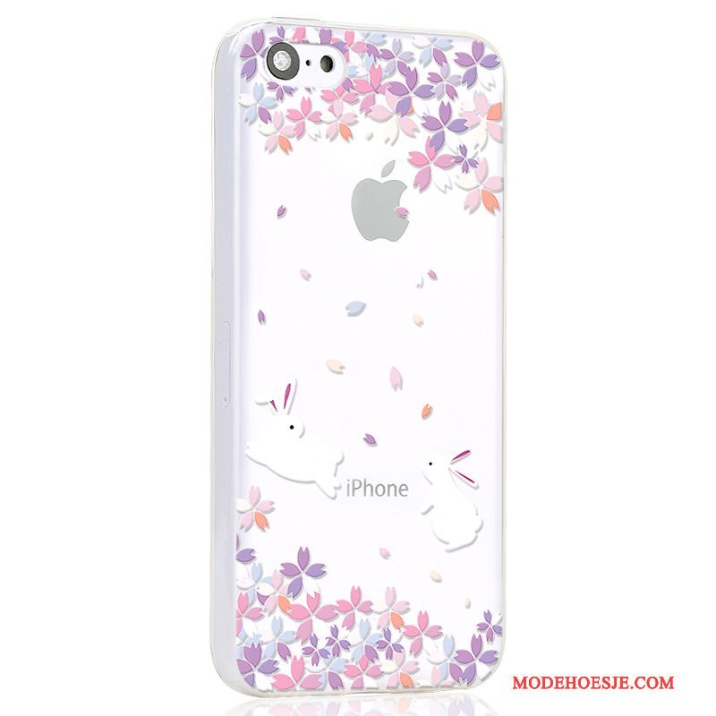 Hoesje iPhone 5c Siliconen Lichtblauwtelefoon, Hoes iPhone 5c Spotprent Anti-fall