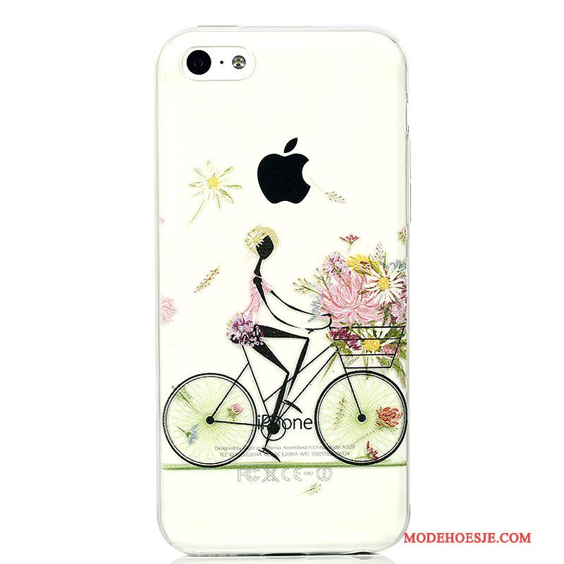 Hoesje iPhone 5c Siliconen Lichtblauwtelefoon, Hoes iPhone 5c Spotprent Anti-fall