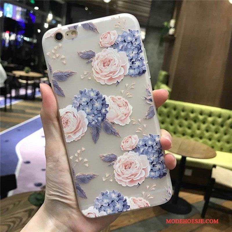 Hoesje iPhone 6/6s Bescherming Rozetelefoon, Hoes iPhone 6/6s Zacht Bloemen Blauw