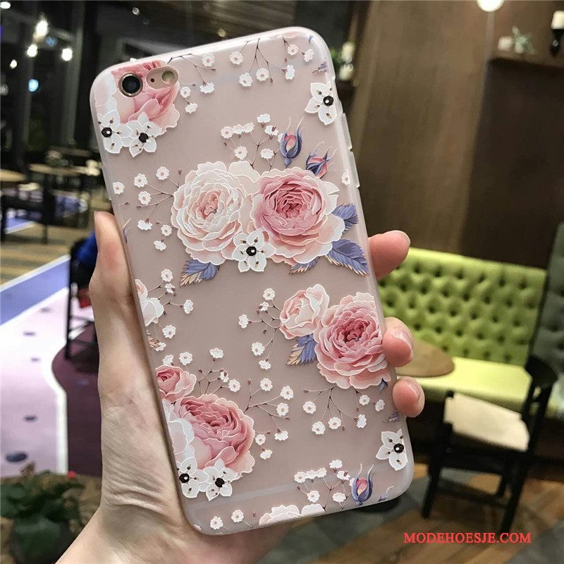 Hoesje iPhone 6/6s Bescherming Rozetelefoon, Hoes iPhone 6/6s Zacht Bloemen Blauw