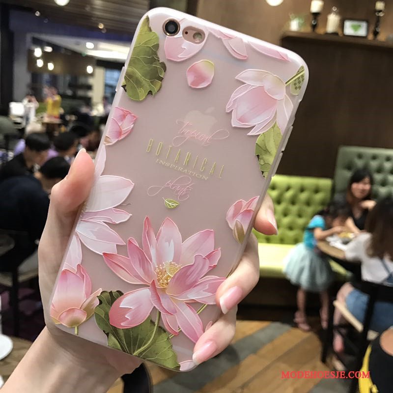 Hoesje iPhone 6/6s Bescherming Rozetelefoon, Hoes iPhone 6/6s Zacht Bloemen Blauw