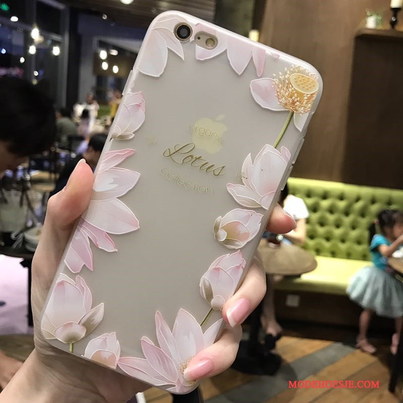 Hoesje iPhone 6/6s Bescherming Rozetelefoon, Hoes iPhone 6/6s Zacht Bloemen Blauw