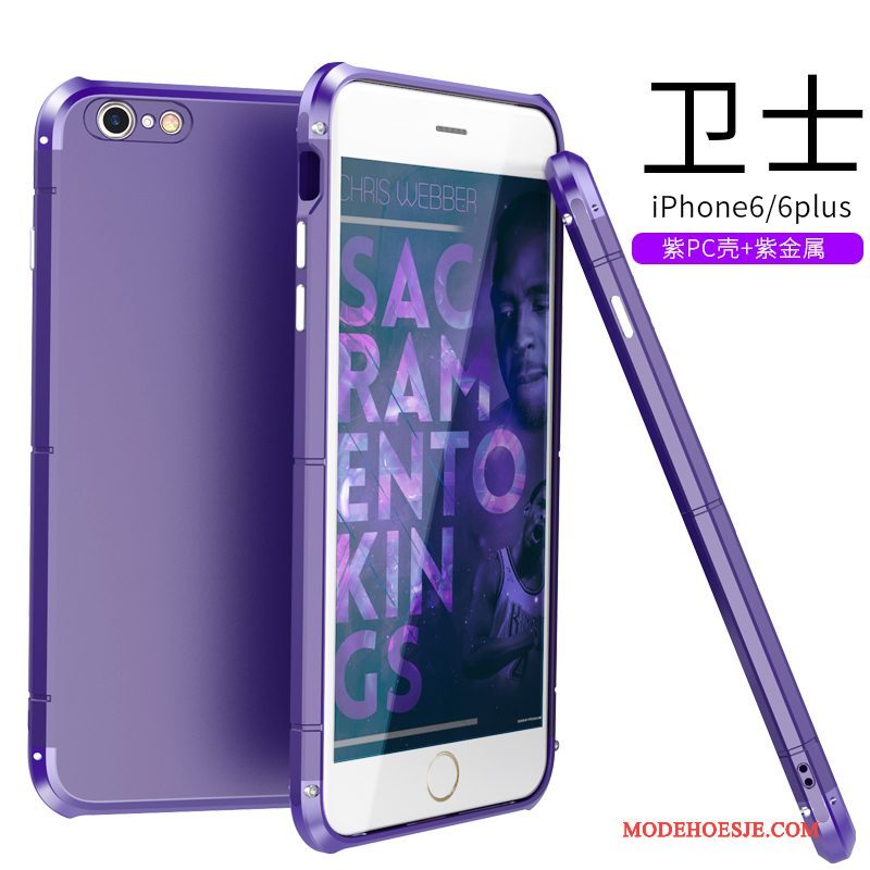 Hoesje iPhone 6/6s Metaal Trendy Merk Schrobben, Hoes iPhone 6/6s Zakken Purper Hard